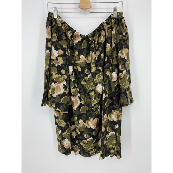 French Connection Green Adeline Pull-On Olive Floral Print Mini Dress - Picture 6 of 12